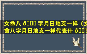 女命八 🐛 字月日地支一样（女命八字月日地支一样代表什 🐼 么）